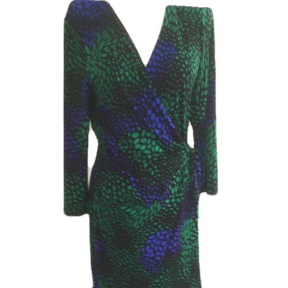 Sold🔥Anne Klein Multicolored Geometric Wrap Dress - Picture 2 of 7